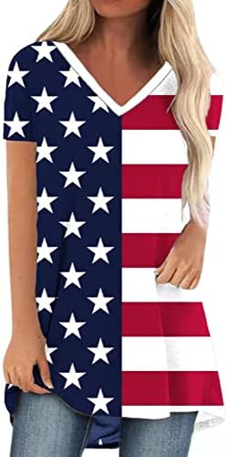 KKG American Flag Tops Tunic for Women to Wear with Leggings, Casual 4th of July Outfits USA Patriotic Shirts for Women