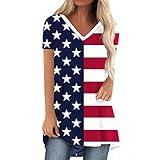 KKG American Flag Tops Tunic for Women to Wear with Leggings, Casual 4th of July Outfits USA Patriot