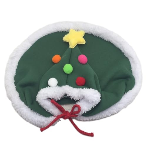 鹿の角が愛らしいサンタ風マント ペット用クリスマス衣装 柔らか素材でストレスなく着用可能 深緑の上品な色合い パーティーや記念写真のアクセントに ワンちゃん猫ちゃん両対応 ギフト用包装も承ります (L)