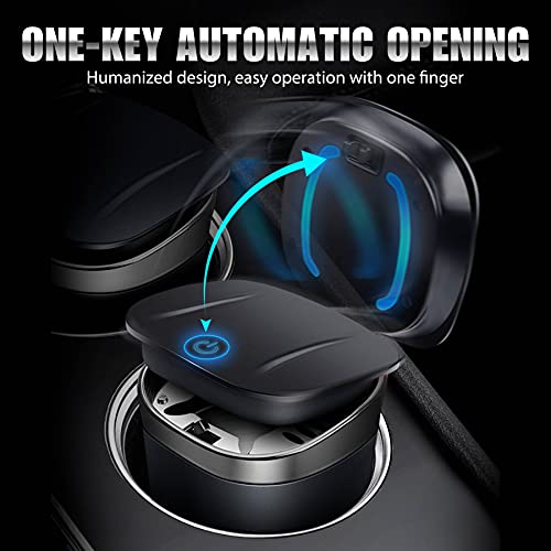 Car Ashtray With Lid Smell Proof, Smokeless Ashtray, Mini Car Trash Can, Detachable Stainless Steel Ash Tray With Lid And Led Blue Light. #TOP6