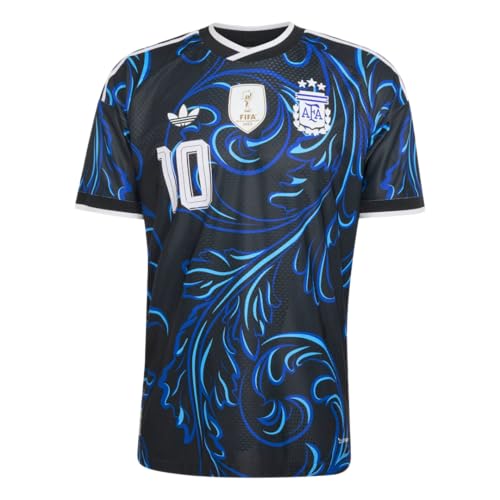 adidas Mens Argentina 2026 Away Authentic Jersey Messi Black/Lucid Blue/Blue Burst Medium