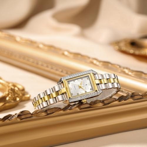 Image of London Fog Gresham Collection Watch for Women with Rectangular Dial, Crystal Hour Markers, Quartz Movement, Stainless Steel Strap and Water Resistant - LFW20002