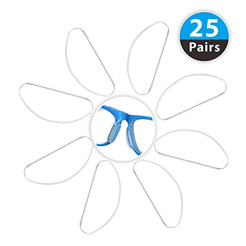 Anti-Slip Eyeglasses Nose Pads, Rewoot 25 Pairs Glasses Adhesive Thin Nosepads for Glasses Eyeglasses Sunglasses (Transparent,1mm)
