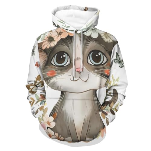 Sweat à capuche chat papillon hoodie manches longues taille S
