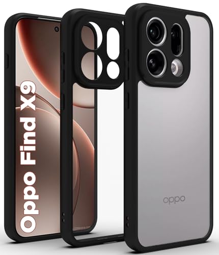 Image of RIGGEAR Shockproof Sleek Hybrid Armor Back Cover Case for Oppo Find X9 5G (Clear PC + Black TPU Bumper)