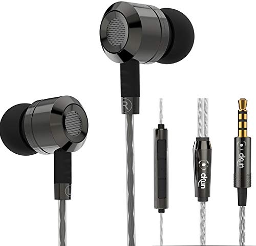 Okun G50MW HD Earphones, Metal In-Ear Headphones Earphones High Sensitivity Microphone – Noise Isolating