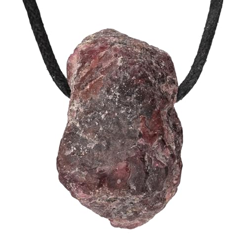Lebensquelle Plus Colgante de piedra en bruto, colgante perforado con cinta de algodón, natural (granate), unterschiedlich, Piedras preci, Granate