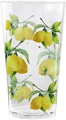 Calypso Basics Fresh Lemons by Reston Lloyd, 19oz Acrylic Ice Tea Drinkware, Set of 6, white, lemon, green - Image 4