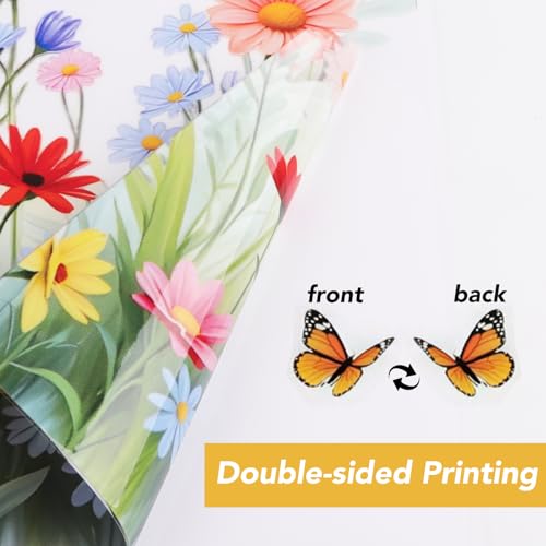 COMOOKA 3 Bögen Fensterbilder Frühling Blumen 58x30cm Selbstklebend Fenstersticker Fensteraufkleber Doppelseitig Fensterdeko Sommer für Wohnzimmer Schlafzimmer Kinderzimmer Wiederverwendbar Bunt (E)