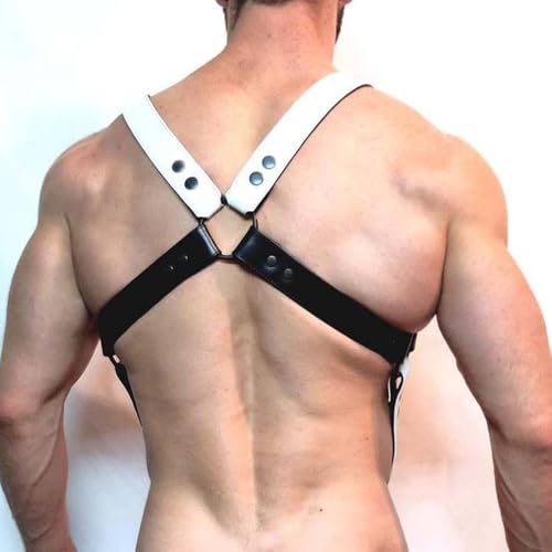 Men's Harness Belt Black and White Men Chest Harness Sexy Punk Body Harness Belt Buckle Clothes Outfits Shoulder Straps with Buckle Nightclub Cosplay Clubwear3