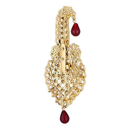 Image of Mahi Maroon and White Crystals Kalangi Brooch for Groom /Men (KL1001002G)