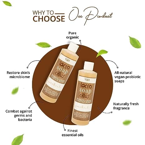 Miniatura 4 de Compra probióticos+jabón de castilla vegano Lactosoapcillus - Jabón líquido multiusos naturalmente refrescante - Pachulí - Ingredientes a base de