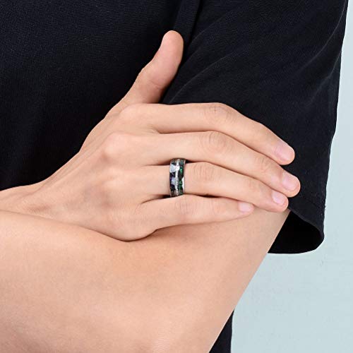 Image of THREE KEYS JEWELRY Tungsten Wedding Band Meteorite Inlay for Men Women