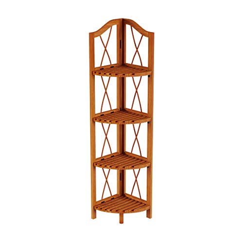 Lavish Home 4-Tier Wood Folding Corner Display Shelf #TOP6