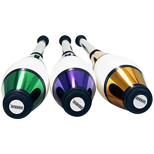 Zeekio Pegasus Juggling Clubs - [Set Of 3], Beginner To Pro, Premium Quality, Purple/Green/Gold #TOP6