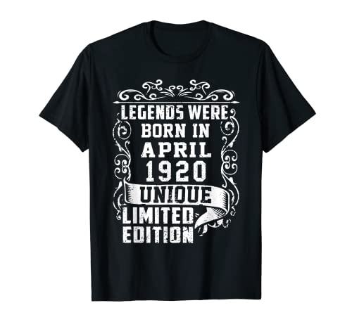 Cumpleaños Abril 1920 Edición Limitada Regalo April Camiseta