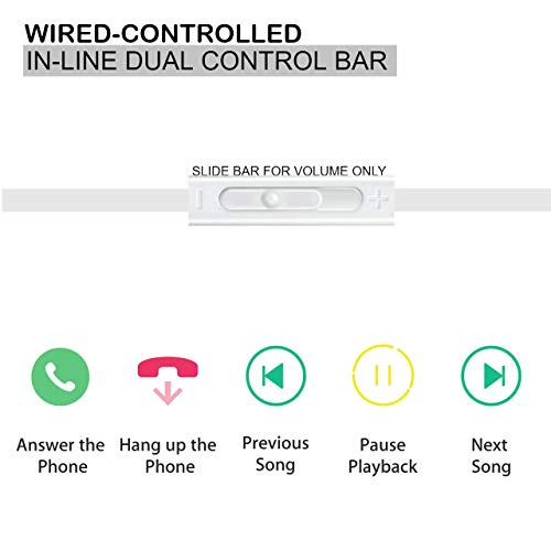 Wired Earbud Headphones With Microphone, Boost+ Premium Earphones Volume Control Slide-Bar With 3.5Mm Port For Pcs, Tablets, And Cell Phones In The Office, Classroom Or Home, White, 5-Pack #TOP3