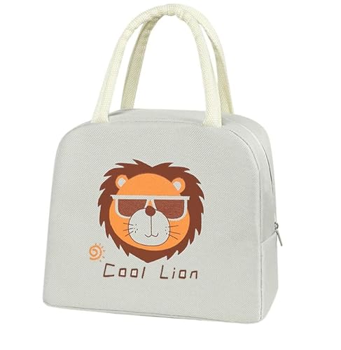 Image of Insulated Lunch Bag for Office, School, Men, Women, Hot & Cold Lunch Box, Tiffin Pouch (Lion Lunch Bag (Beige))