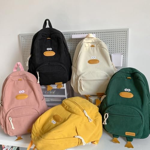 Corduroy Duck Backpack Large Capacity Boys and Girls Laptop Backpack Kawaii Cute Travel Bag Adjustable Strap Knapsack (Pink)4