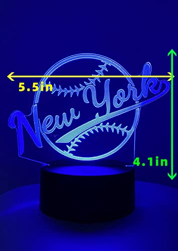 Lámpara LED 3D Beisbol New York con control remoto miniatura 3