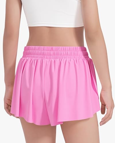 Image of HASMES Girls Butterfly Shorts Teen Flowy Athletic Shorts for Running Dance Cheer 5-14Y