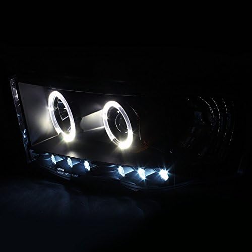 AKKON - For Dodge Ram 1500 2500 3500 Pickup Black Dual Projector LED Headlights + Dark Red Tail Light Lamp