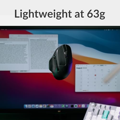 Keychron M7 Wireless Computer Mouse, 26K DPI Optical Computer Mouse, 2.4 GHz/Bluetooth/Wired with Macro Button 63g Lightweight Ergonomic, Up to 70 Hours Worktime for Laptop macOS/Windows - Black - Image 5