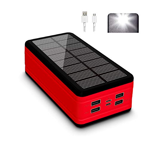 Solar Powerbank 50000mAh Mit Taschenlampe, 4 5V / 2.1A USB-Ports Externer Akku Kompatibel, Für iPhone, Samsung, Android Und Tablet, Kamera Usw