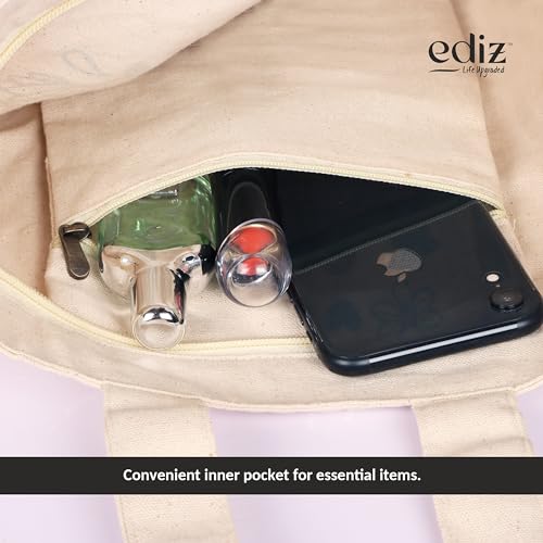 EDIZ-Tote-Bags-for-Women-with-Zip-College-Bag-for-Girls-Pure-Cotton-Tote-Bag-for-Shopping-Travel-Beach