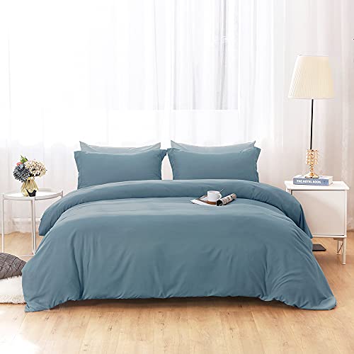 BBANGD Duvet Covers King Size - Ultra Soft and Breathable Bedding King Comforter Cover Set Washed Microfiber 3 Pieces with Zipper Closure Duvet Cover and 2 Pillow Shams (Teal)