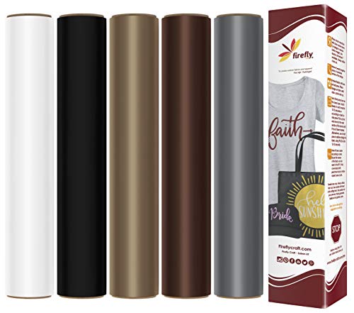 Firefly Craft Neutral Heat Transfer Vinyl Bundle for Shirts - HTV Vinyl Bundle - Iron On Vinyl for Cricut and Silhouette Transfers - Iron on Vinyl Sheets - 5 Sheets per Pack (12