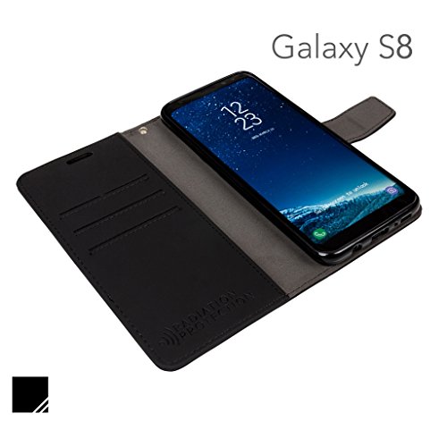 Safesleeve Emf Protection Anti Radiation Galaxy Case: Galaxy S8 Rfid Card Holder Blocking Wallet, Adjustable Stand Cell Phone Case, Vegan Leather For Women & Men (Black) #TOP3