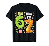 I was 6 Now I'm 7 Year Old 7th Birthday Funny Dino 67 Boys T-Shirt