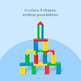 Melissa & Doug Wooden Building Blocks Set - 100 Blocks in 4 Colors and 9 Shapes