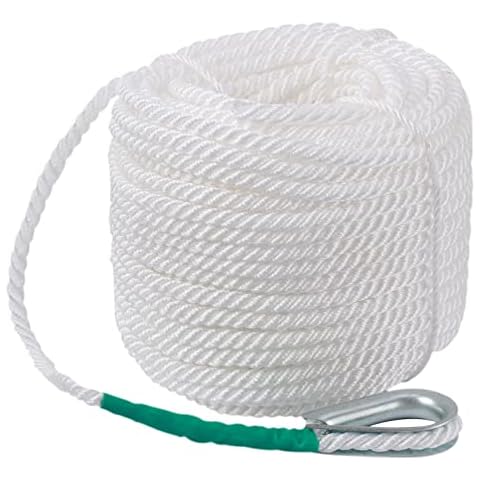 CarBole Boat Rope,Nylon Mooring Rope,Multi-functional Dock Line Rope 12mm*30m for Survival | Boating | Sports | Camping | Sailing | Hiking (White) (5850LB) Cover