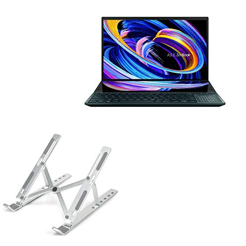 BoxWave Stand and Mount Compatible with ASUS ZenBook Pro Duo 15 (UX582) - Compact QuickSwitch Laptop Stand, Portable Multi Angle Viewing Foldable Riser - Metallic Silver