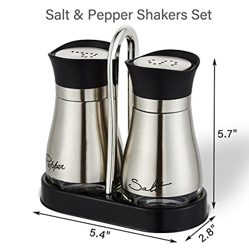Salt And Pepper Shakers Set, Stainless Steel With Glass Bottle For Table, Rv, Camp, Bbq, Set Of 2 #TOP5