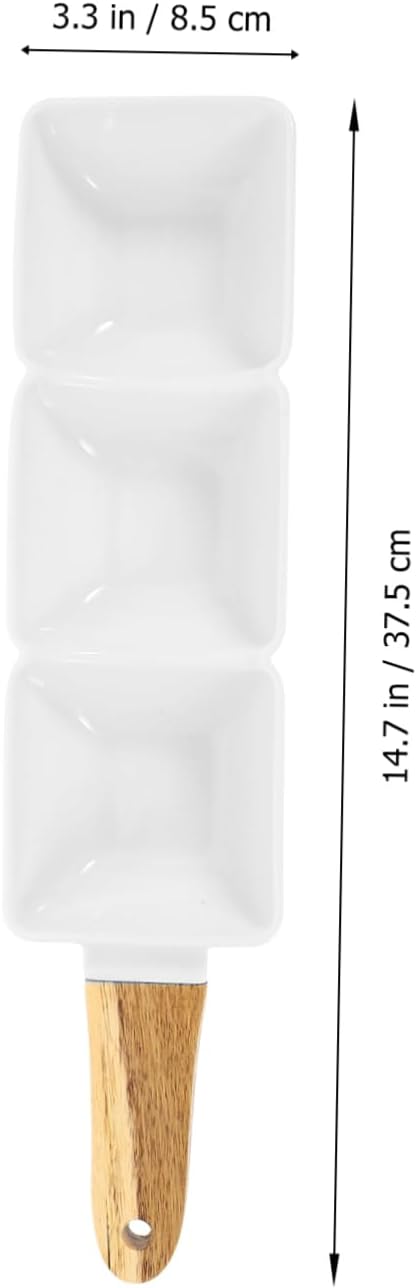 2pcs Ceramic Three-compartment Snack Bowls Handle for Dipping Sauces Condiments and Appetizers for Parties and Family Gatherings Nordic Design