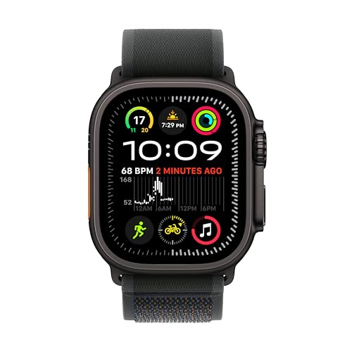 Image of Apple Watch Ultra 2 [GPS + Cellular 49 mm] Smartwatch, Sports Watch with Black Titanium Case with Black Trail Loop - M /L. Fitness Tracker, Precision GPS, Action Button, Carbon Neutral
