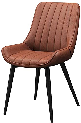 STUIJKVSZ Modern Dining Chairs PU Leather Backrest Chair Metal Legs Leisure Coffee Chair(Red,Black Leg)