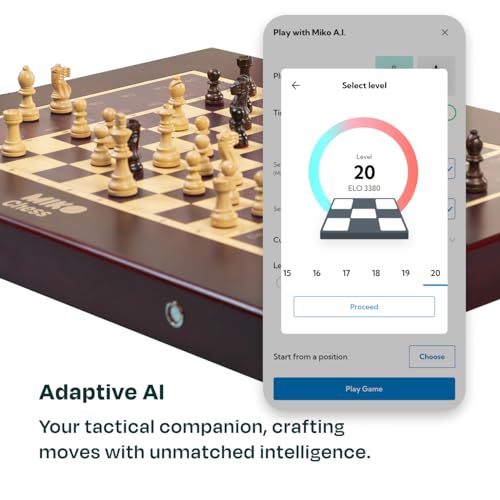 Image of Miko Chess Grand: Your Ultimate AI Chess Companion | Fully Automated Gameplay for All Skill Levels | World's Smartest Electronic Chess Board | Magnetic Wooden Chess Sets with Self Moving Pieces | AI-Powered Board with Self-Moving Pieces, Bluetooth Ble, 20 Plus Adaptive AI Levels, 30 Games per Charge