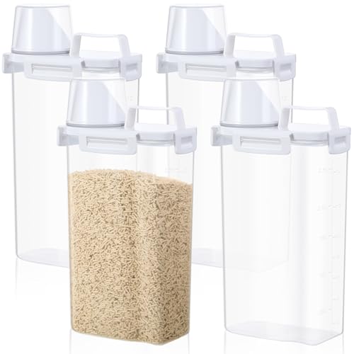 Teenyyou 4 Pcs Cat Litter Storage Container with Airtight Lid and Handle Cat Litter Storage Bin with Spout Sealable Heavy Duty Kitten Bucket