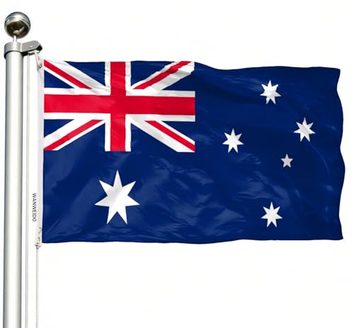 WANWEIDO Australia Flag 3x5 FT Premium Polyester Australian National Flags Outdoor Indoor Double Stitched Long Lasting Vivid Color with 2 Brass Grommets