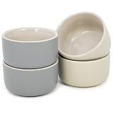 com-four® 4x Ragout Fin Schalen - Auflaufform - Pastetenförmchen - Creme Brulee Schälchen in grau und beige - 230 ml je Schale (04 Stück - 155 ml grau/beige)