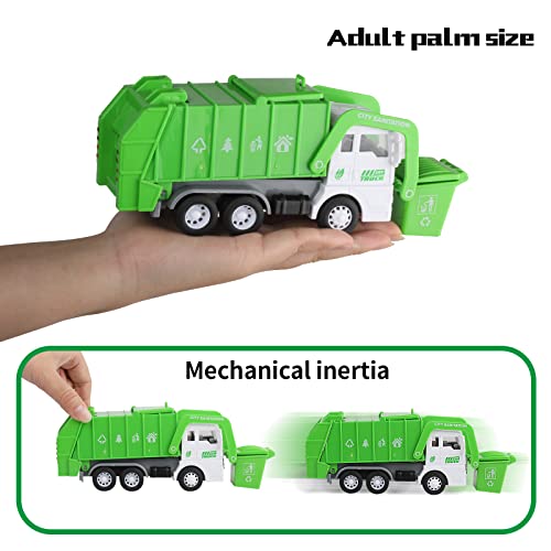 FIVEDAOGANG Small Friction Powered Garbage Truck Toys Set, Includes Front Load Dumpster, 4 Trash Bins and Trash Learning Cards for Kids by FIVEDAOGANG - Image 3