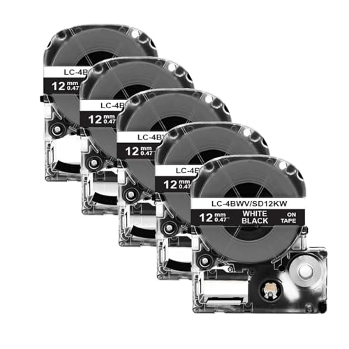 SS12KW LK-4WBN Compatible With Label LW-300 400 For ST12KW SC12RW SC12YW 5 PACK / 10 PACK(5PK White on Black)