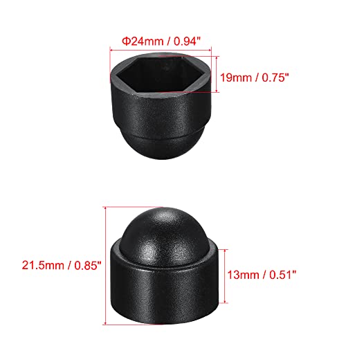 uxcell Plastic Dome Nut Protection Cap Covers, M12x19mm Nut Cover Black 50pcs by uxcell - Used condition - Image 2