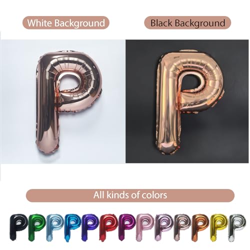 Image of 52 pcs Rose Gold Foil Letter Balloons with Air Pump, 16 Inch 2 A-Z Sets - Mylar Alphabet Balloon Kit for Birthday Banner & Party Decorations