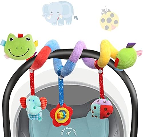 BelleStyle Baby Toys, Baby Spiral Activity Hanging Toys Stroller toys, Baby Pram Pushchair Toys, Newborn Pram Toys Car Seat Crib Travel Activity Plush Toys with Squeaker, Rattle, Ringing Bell
