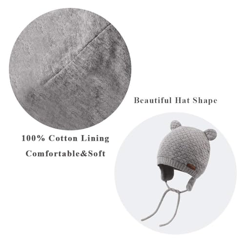 XIAOHAWANG Baby Hat Cute Bear Toddler Earflap Beanie Warm for Fall Winter4